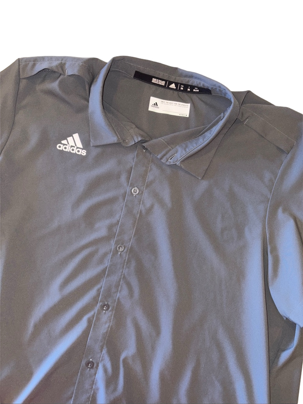 Adidas Men’s 2XL Gray Performance Button Up Golf Shirt Short Sle